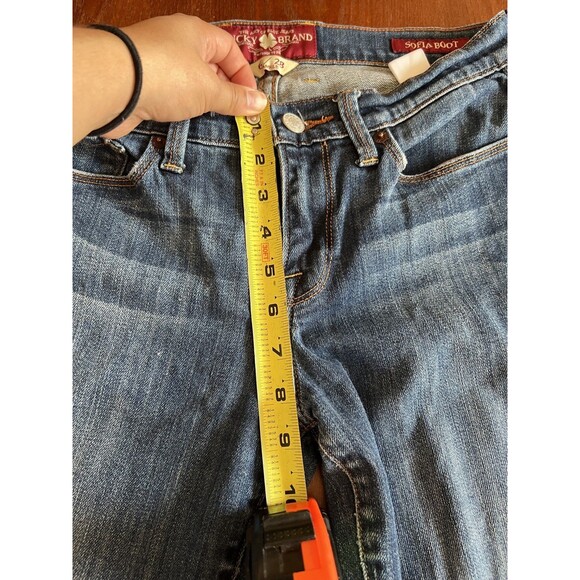 LUCKY BRAND Y2K Sofia Bootcut Flare Leg Denim Jeans Sz 6/28 Dark Wash - Picture 6 of 11